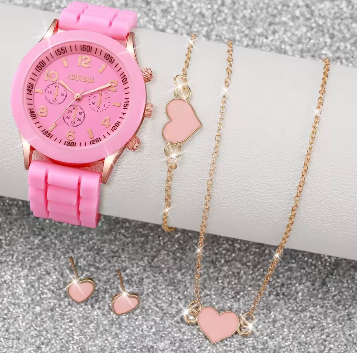 Ensemble de montres à quartz avec bracelet en silicone pour femme, horloge à la mode, cadeau pour fille, sans boîte