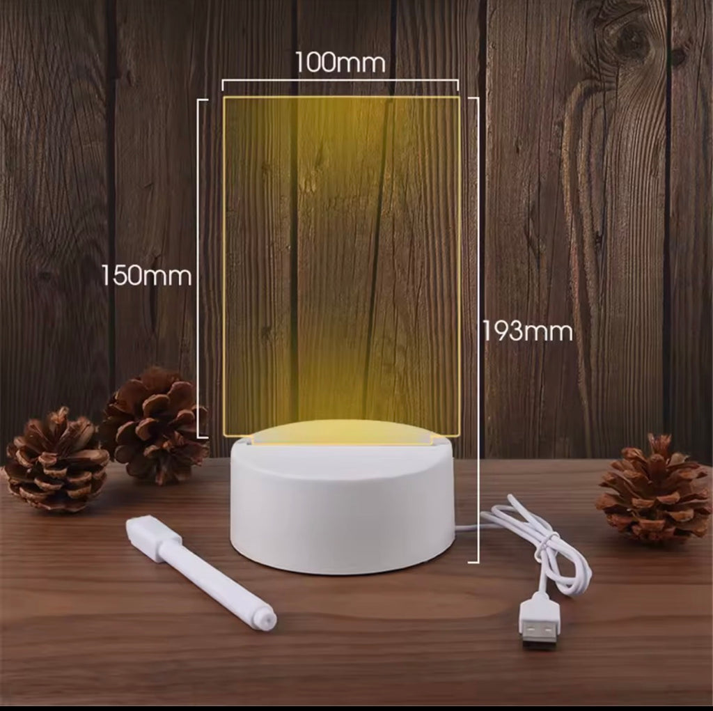 Veilleuses LED Shoous transparentes, USB, acrylique, effaçable, tableau d'affichage