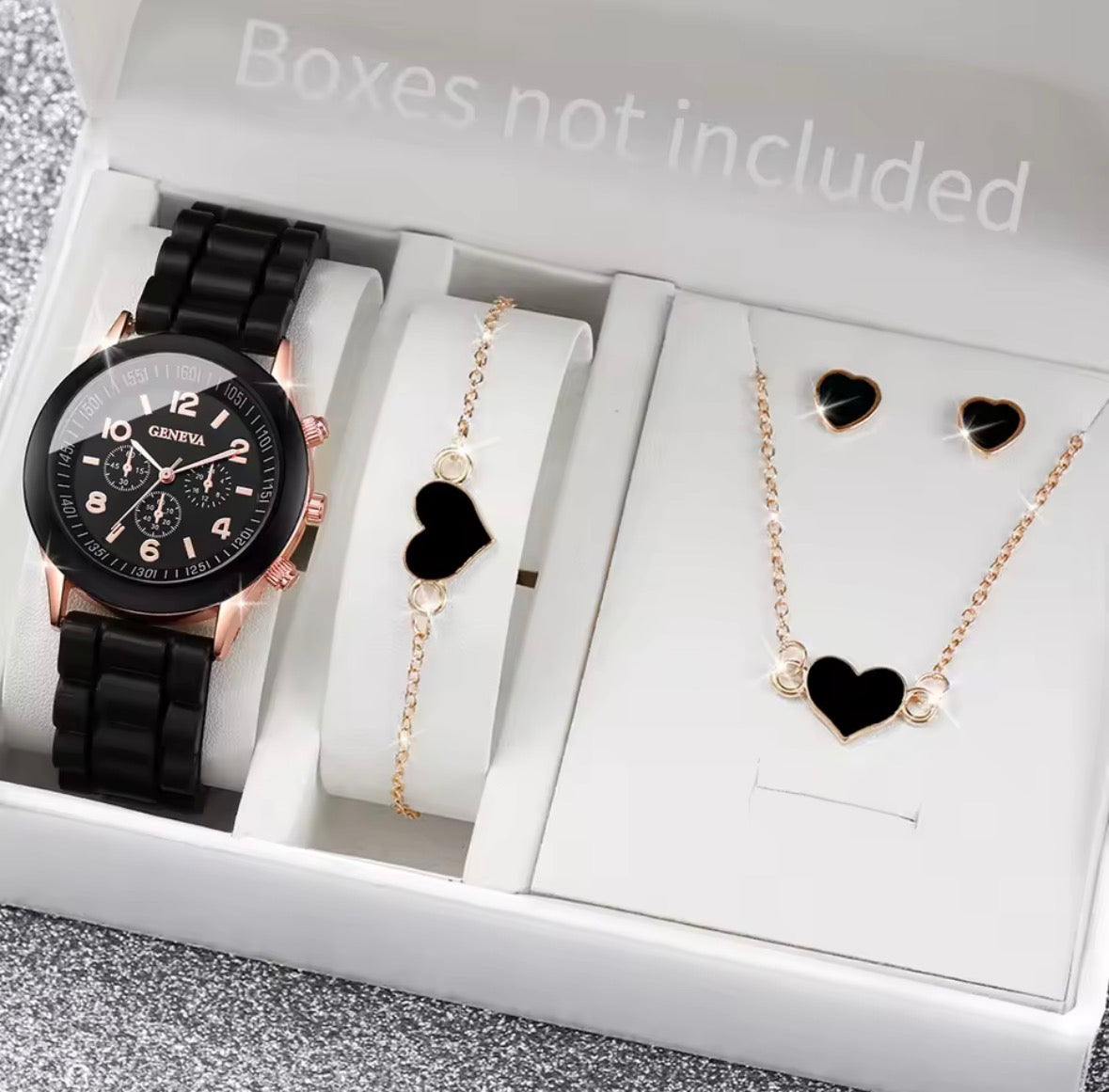 Ensemble de montres à quartz avec bracelet en silicone pour femme, horloge à la mode, cadeau pour fille, sans boîte