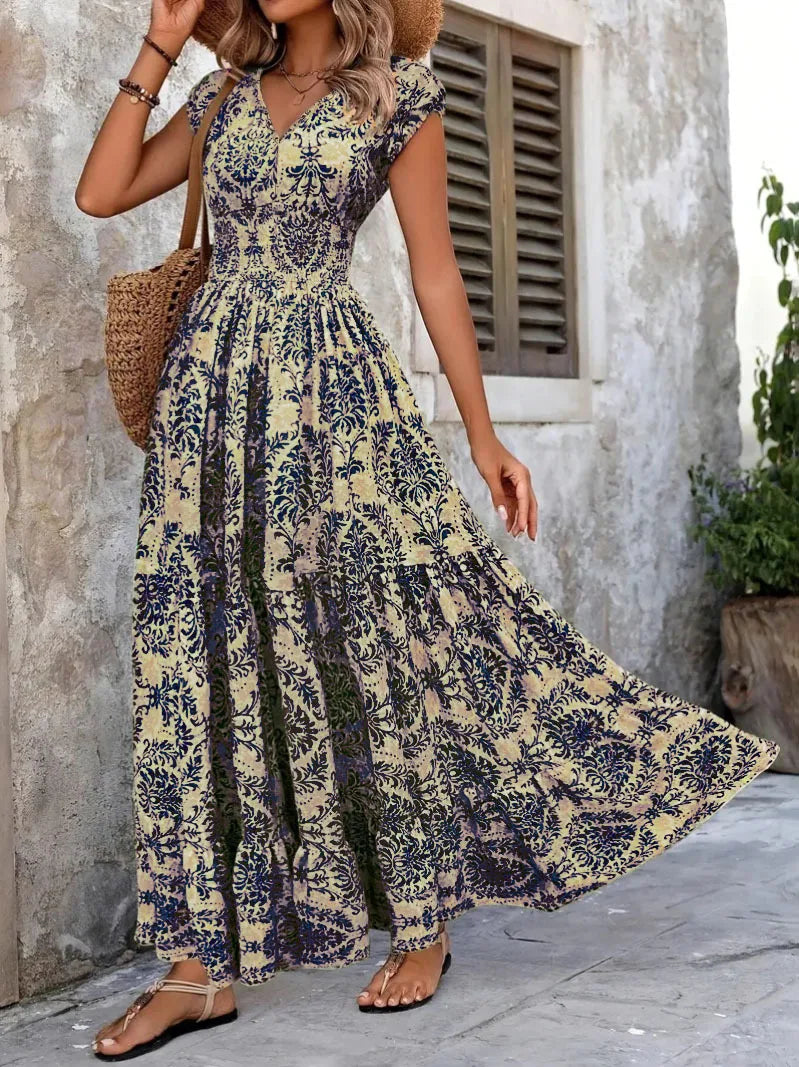 Robe Vintage Élégante à Imprimé