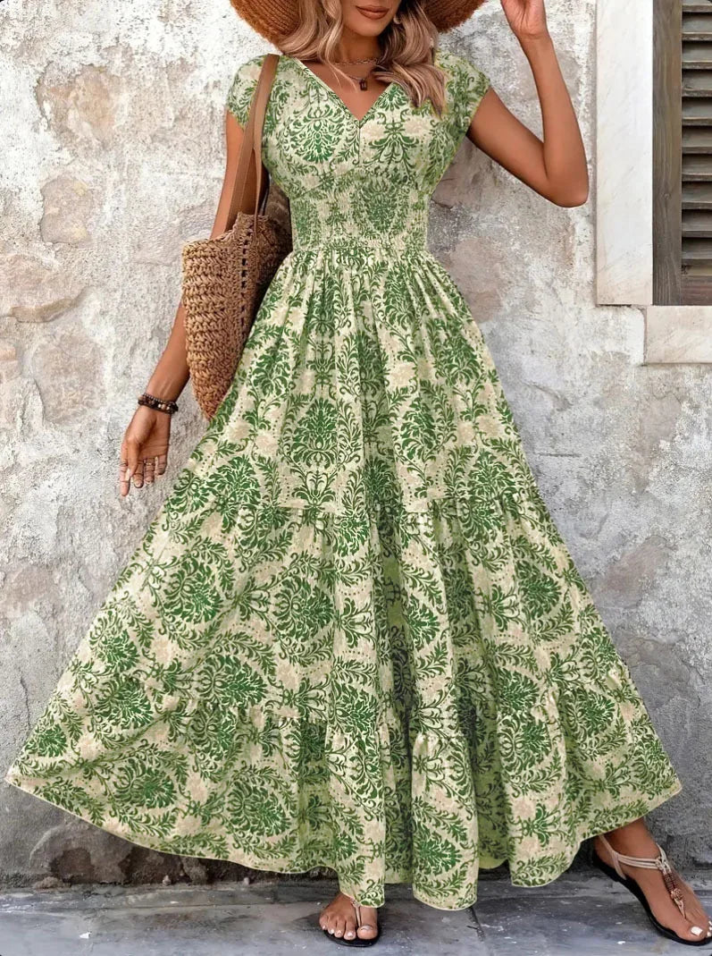 Robe Vintage Élégante à Imprimé