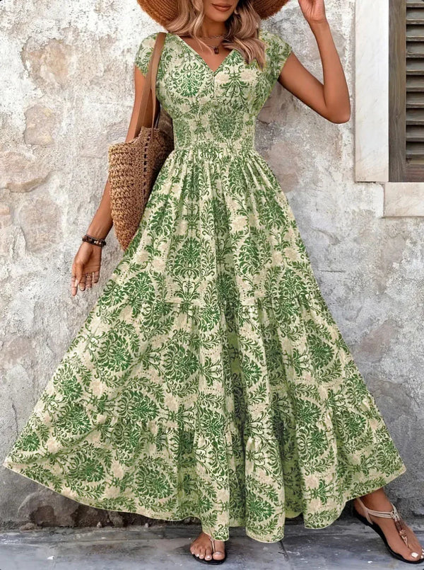 Robe Vintage Élégante à Imprimé