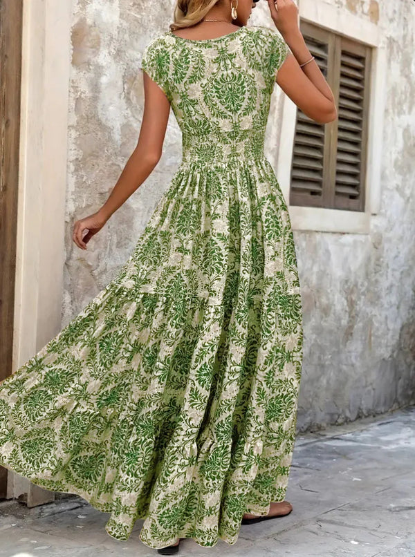 Robe Vintage Élégante à Imprimé