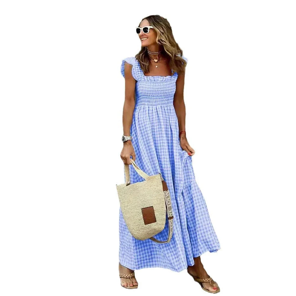 Robe Rétro à Carreaux Élégante