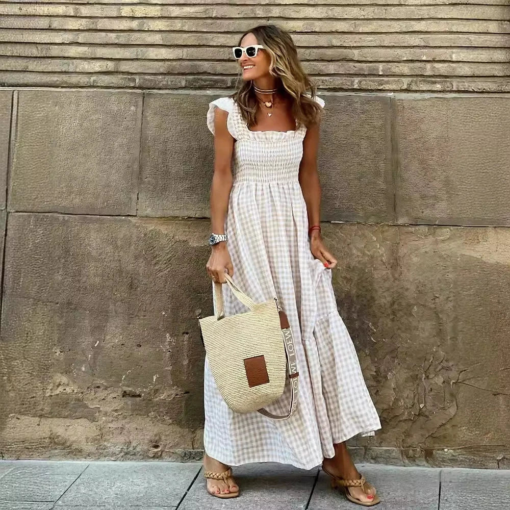 Robe Rétro à Carreaux Élégante
