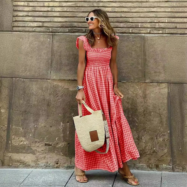 Robe Rétro à Carreaux Élégante