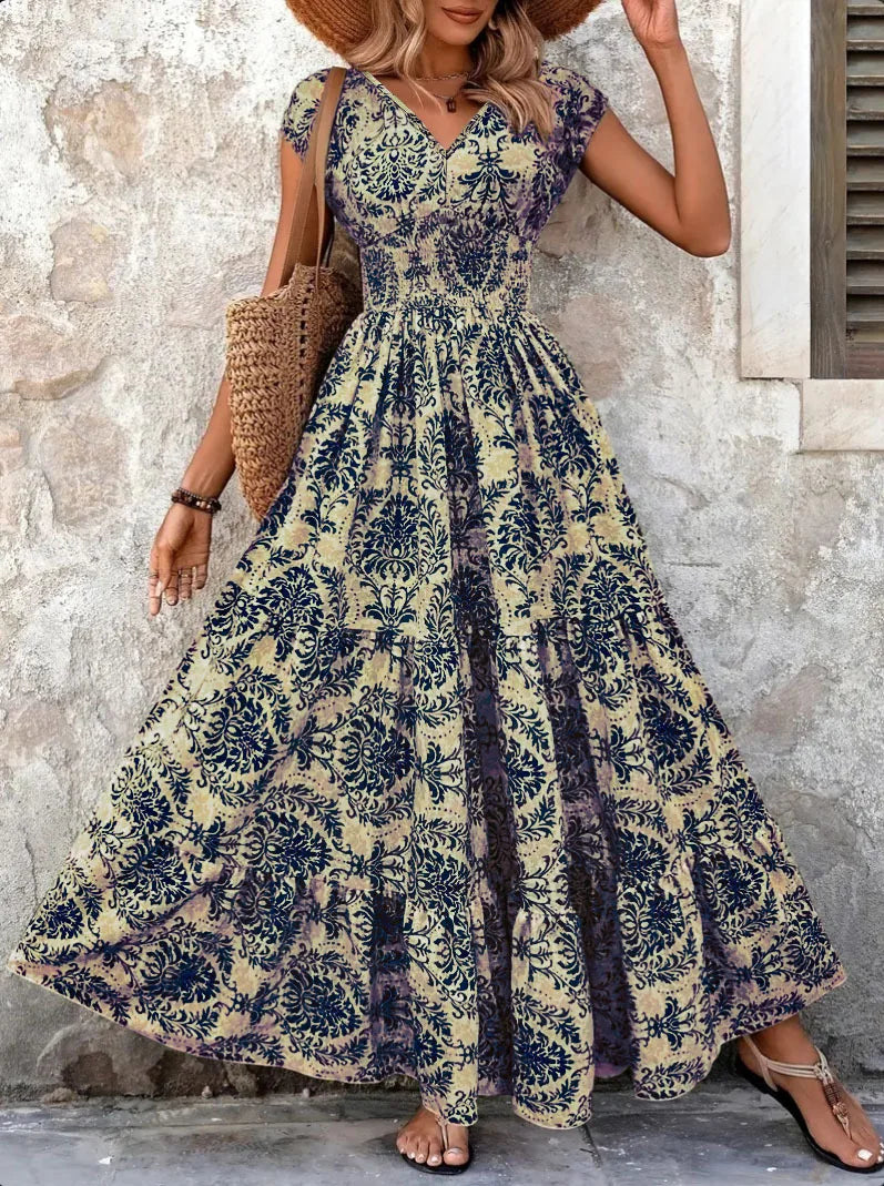 Robe Vintage Élégante à Fleurs