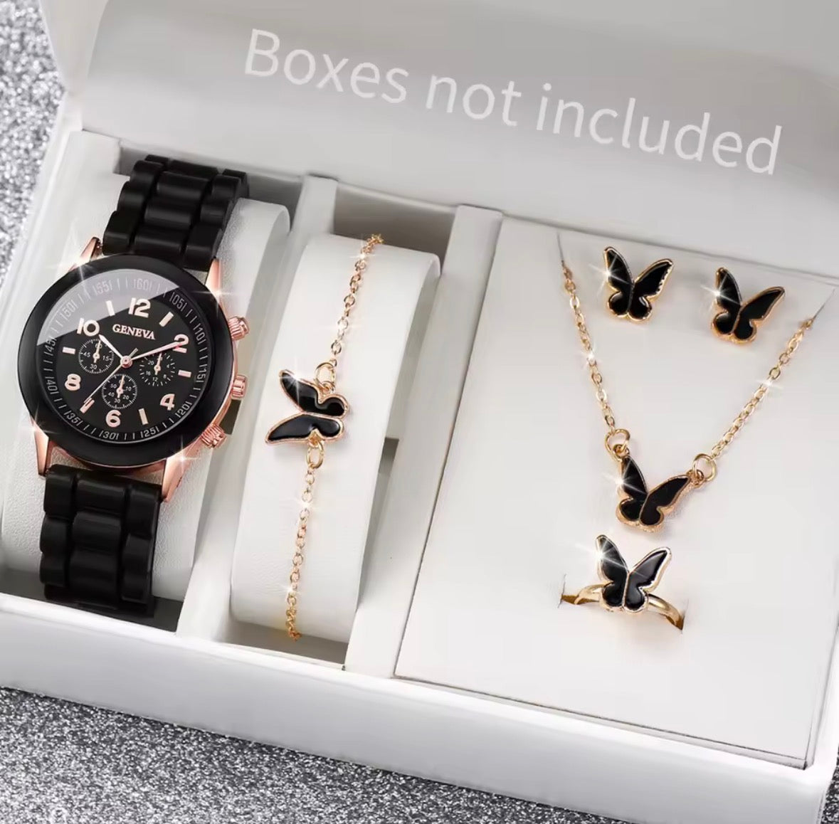 Ensemble de montres à quartz avec bracelet en silicone pour femme, horloge à la mode, cadeau pour fille, sans boîte