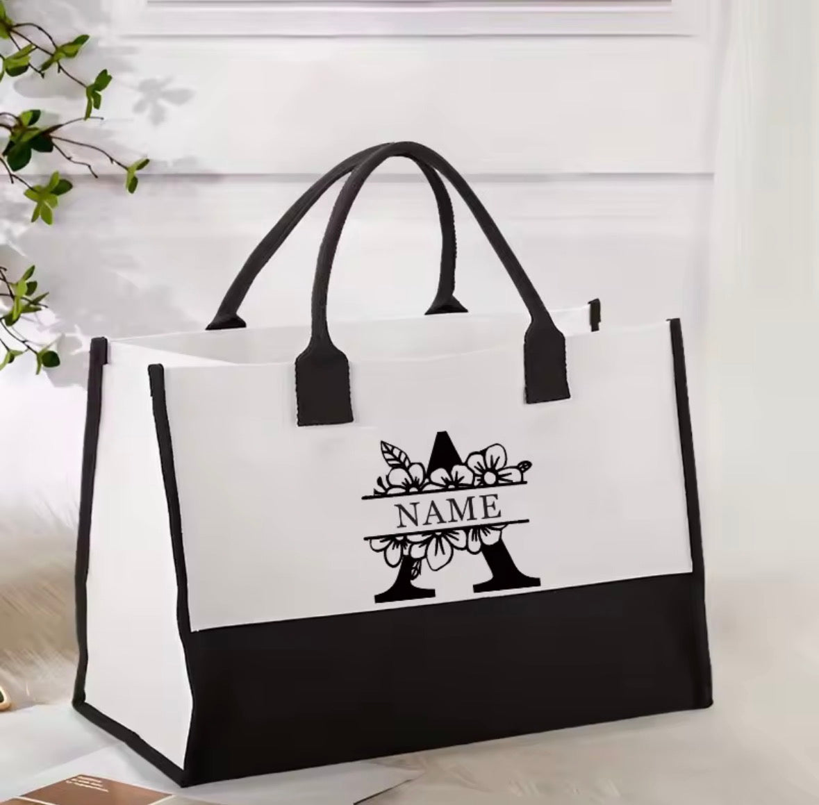 A-Z fleur lettres nom personnalisé sac fourre-tout organisateur grande capacité