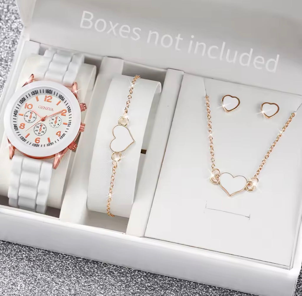 Ensemble de montres à quartz avec bracelet en silicone pour femme, horloge à la mode, cadeau pour fille, sans boîte