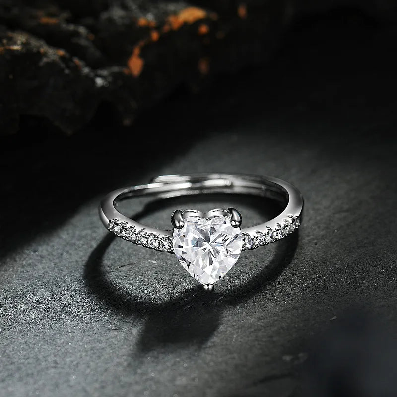 Bague Cœur Éclatant en Argent