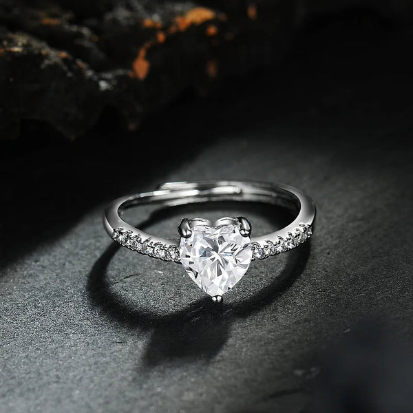 Bague Cœur Éclatant en Argent