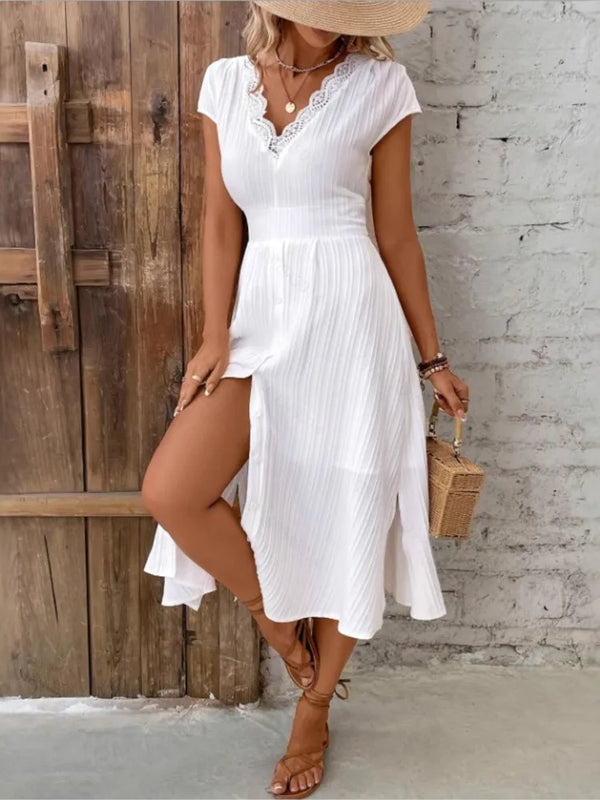 Robe Dentelle Élégante Été