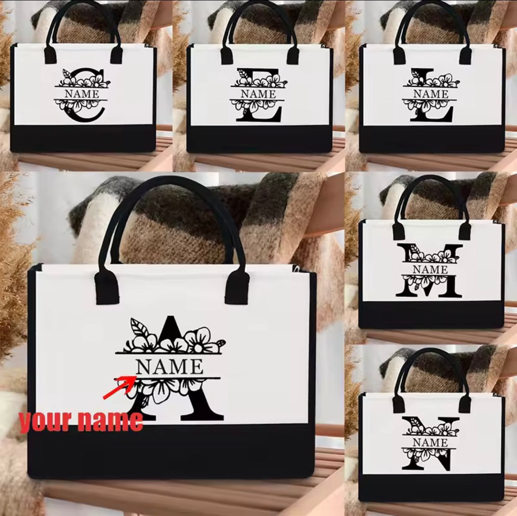 A-Z fleur lettres nom personnalisé sac fourre-tout organisateur grande capacité