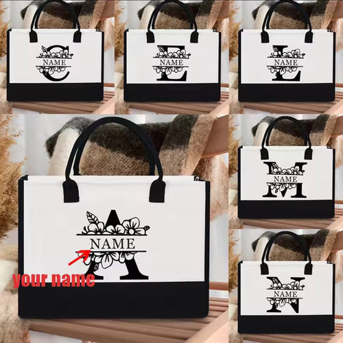 A-Z fleur lettres nom personnalisé sac fourre-tout organisateur grande capacité